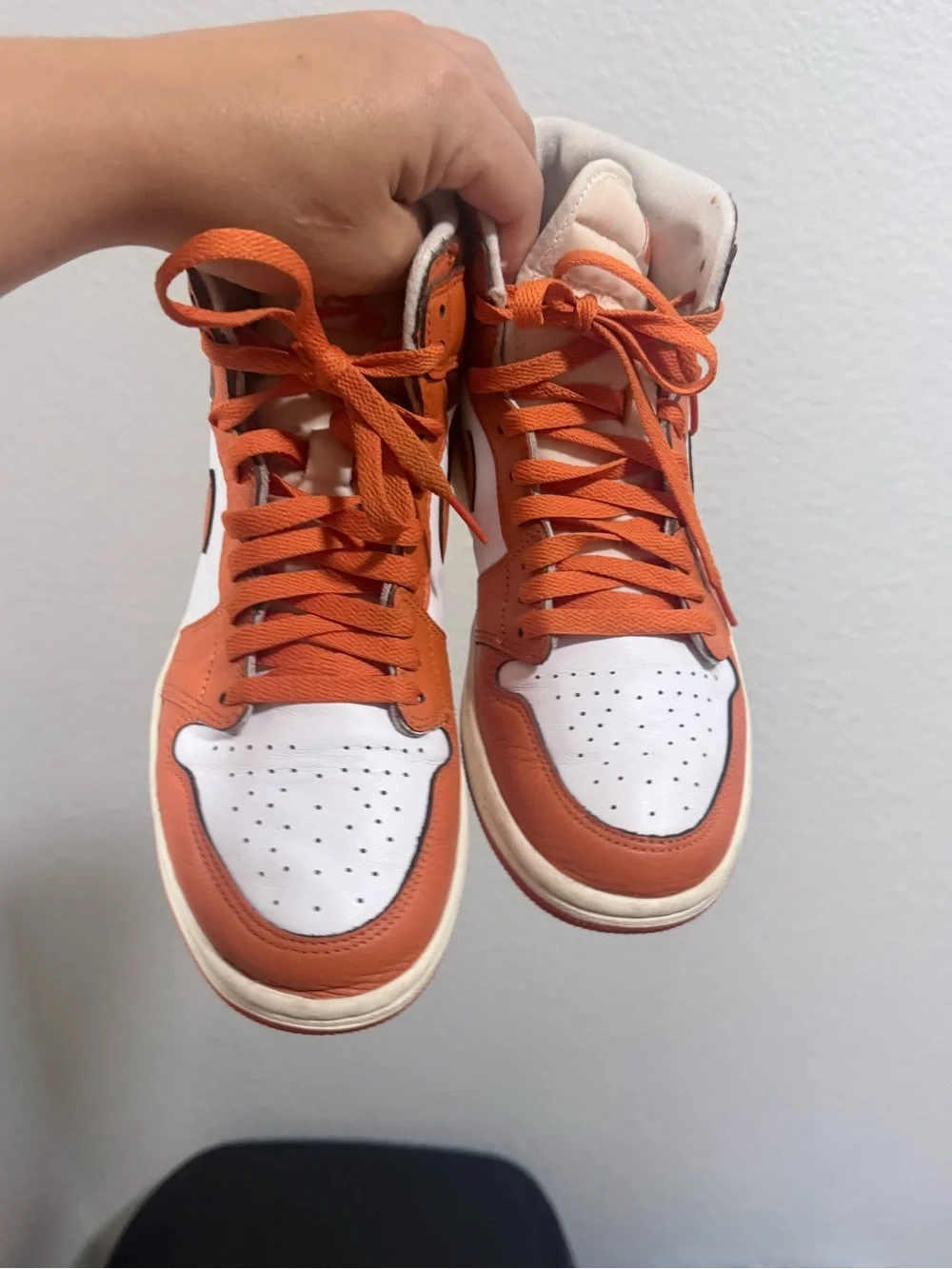 Jordan High-Top Sneakers in Orange, White, and Brown